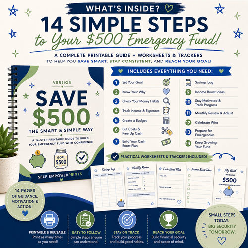 $500 Emergency Fund Challenge for Teens | Savings Planner