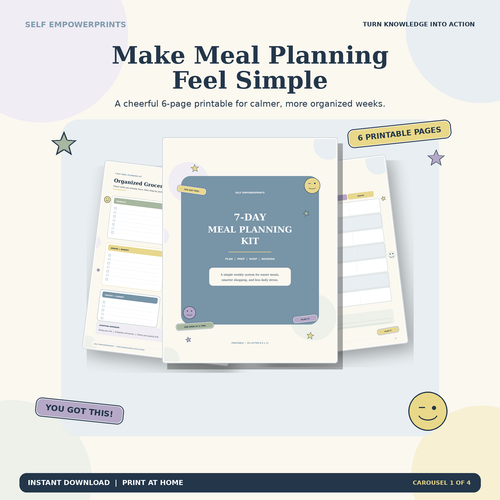 7-Day Meal Planning Kit printable cover by Self Empowerprints