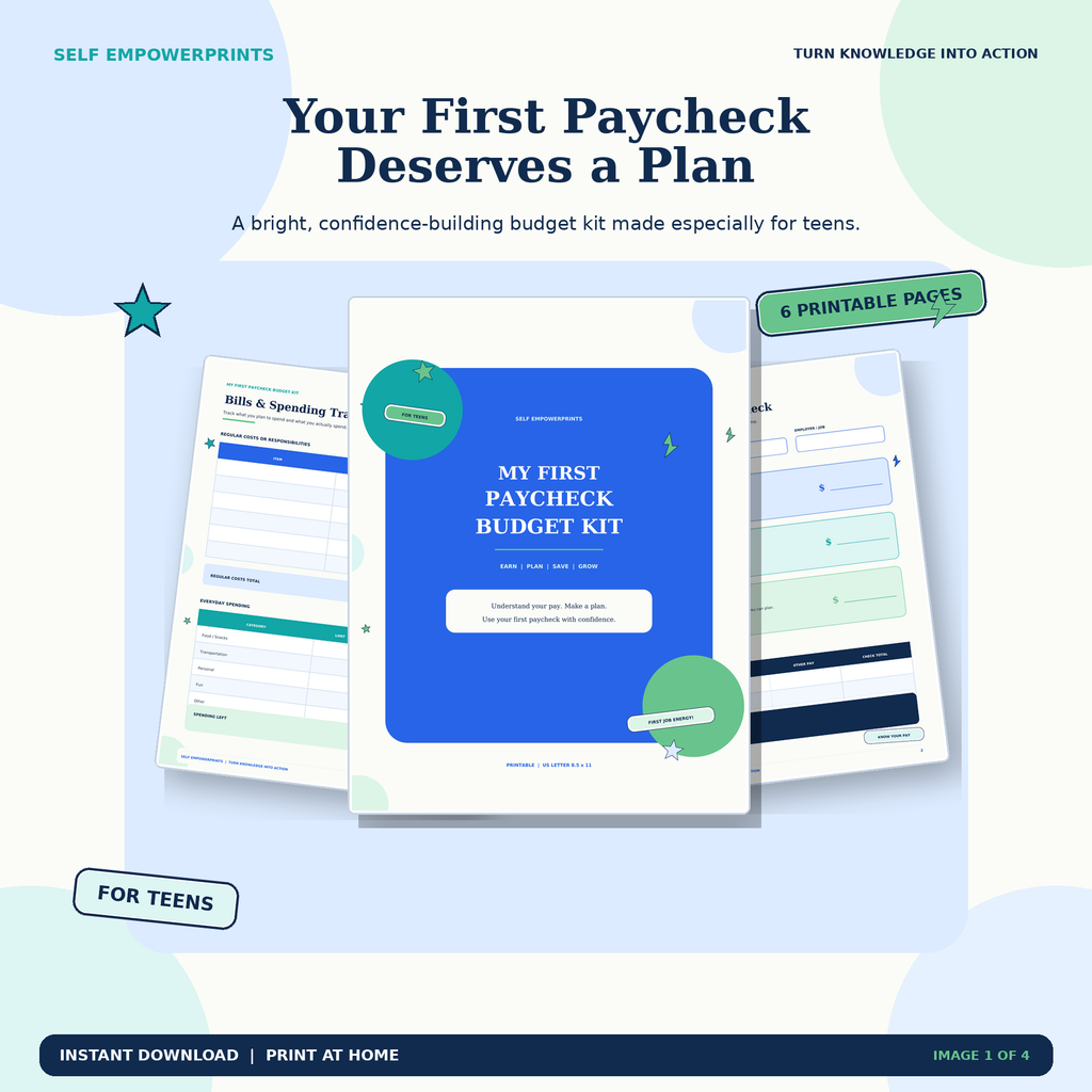 My First Paycheck Budget Kit for Teens printable cover