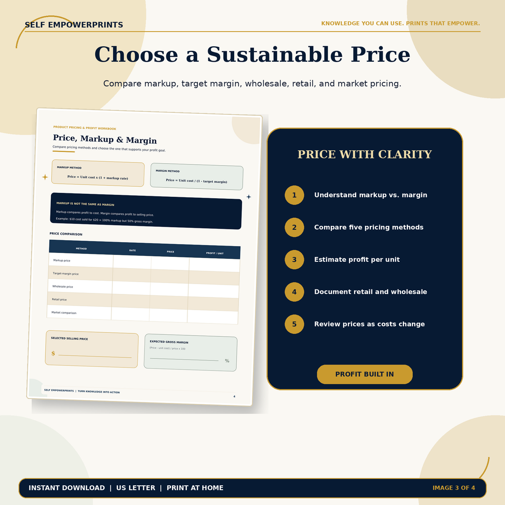 Price Markup and Margin worksheet for product sellers