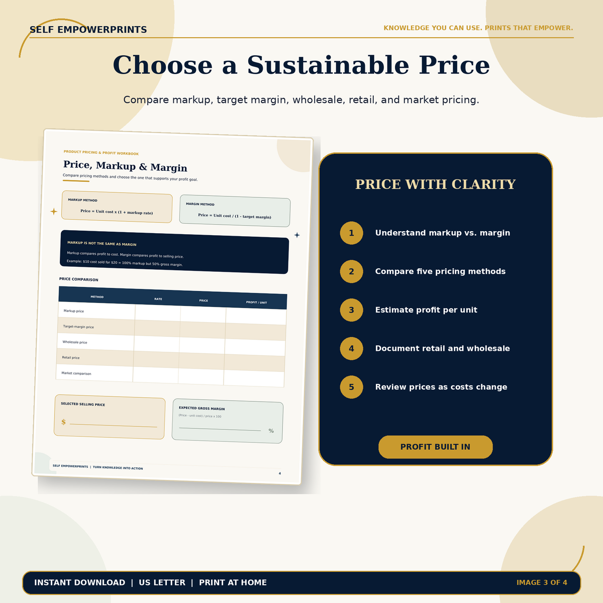 Price Markup and Margin worksheet for product sellers